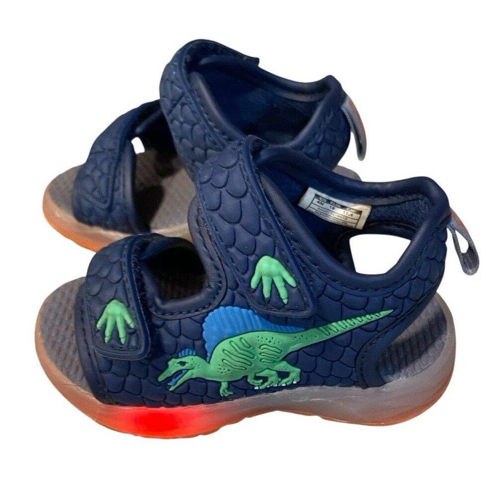 Carters Kasai Dinosaur Light Up Sandals Toddler Boys 4 Blue Water Summer Shoes